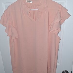 Chic Ruffled Blouse in Blush Pink